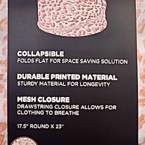 Juicy Couture Home Pop Up Hamper Collapsable Laundry Basket Pink Leopard Print - Picture 5 of 6